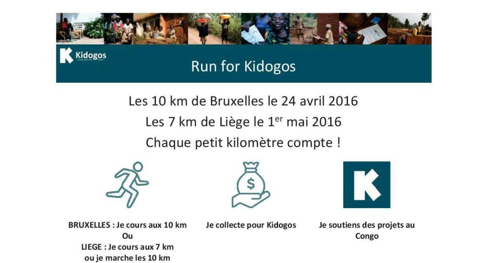 Run for Kidogos - 10 km Bxl et 7km de Liège entête